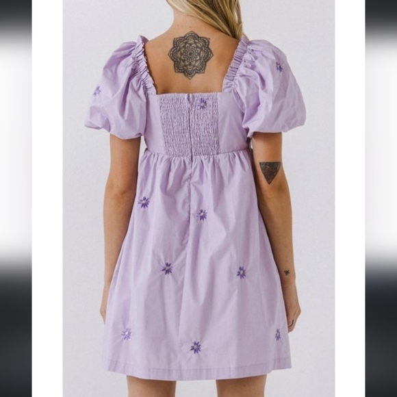 Anthropologie Lavender Puff Sleeve Dress - Picture 3 of 15
